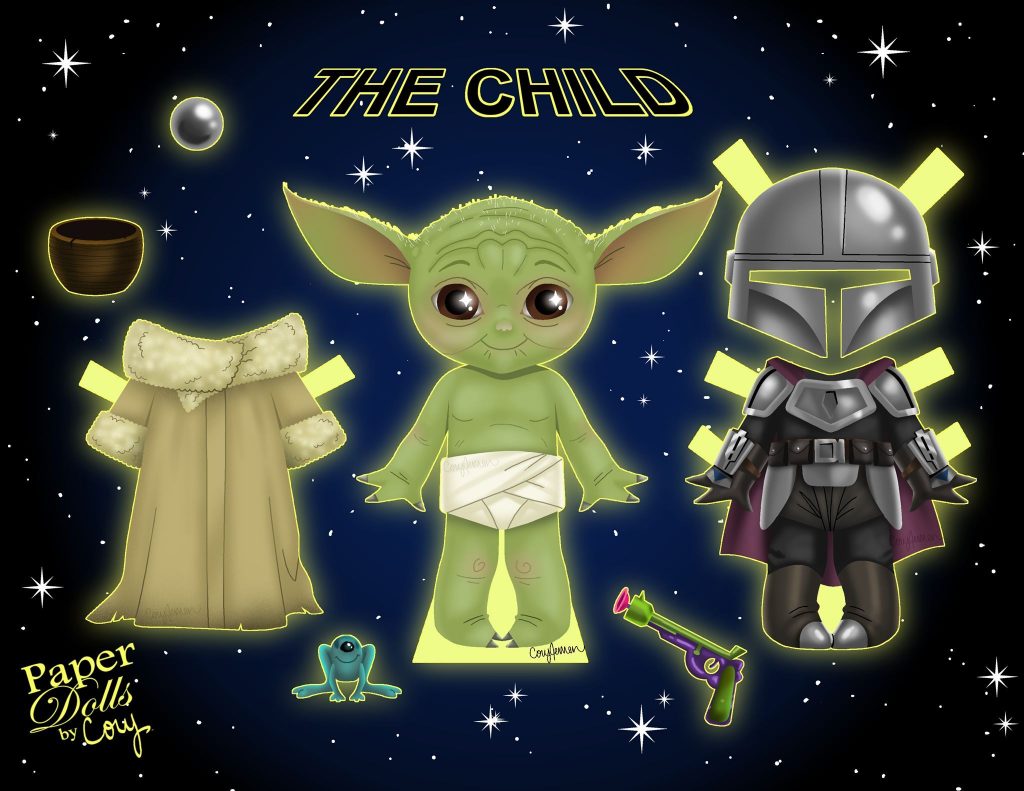 Бумажная кукла малыш Йода Звездные войны