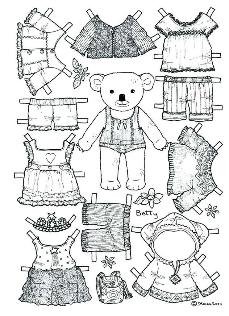 медведь бумажная кукла раскраска черно-белая